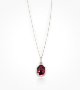 NE08251 18kt white gold rhodolite garnet and diamond necklace