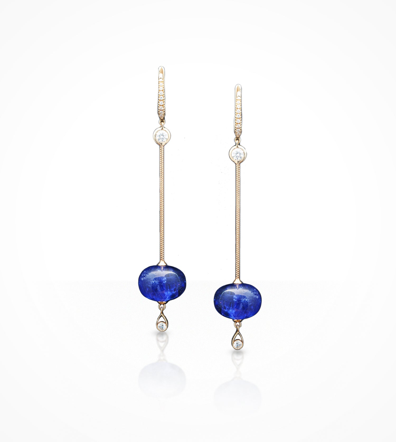 ER00545 18KP Tanzanite beads and diamond=0.54ct-drop Earrings