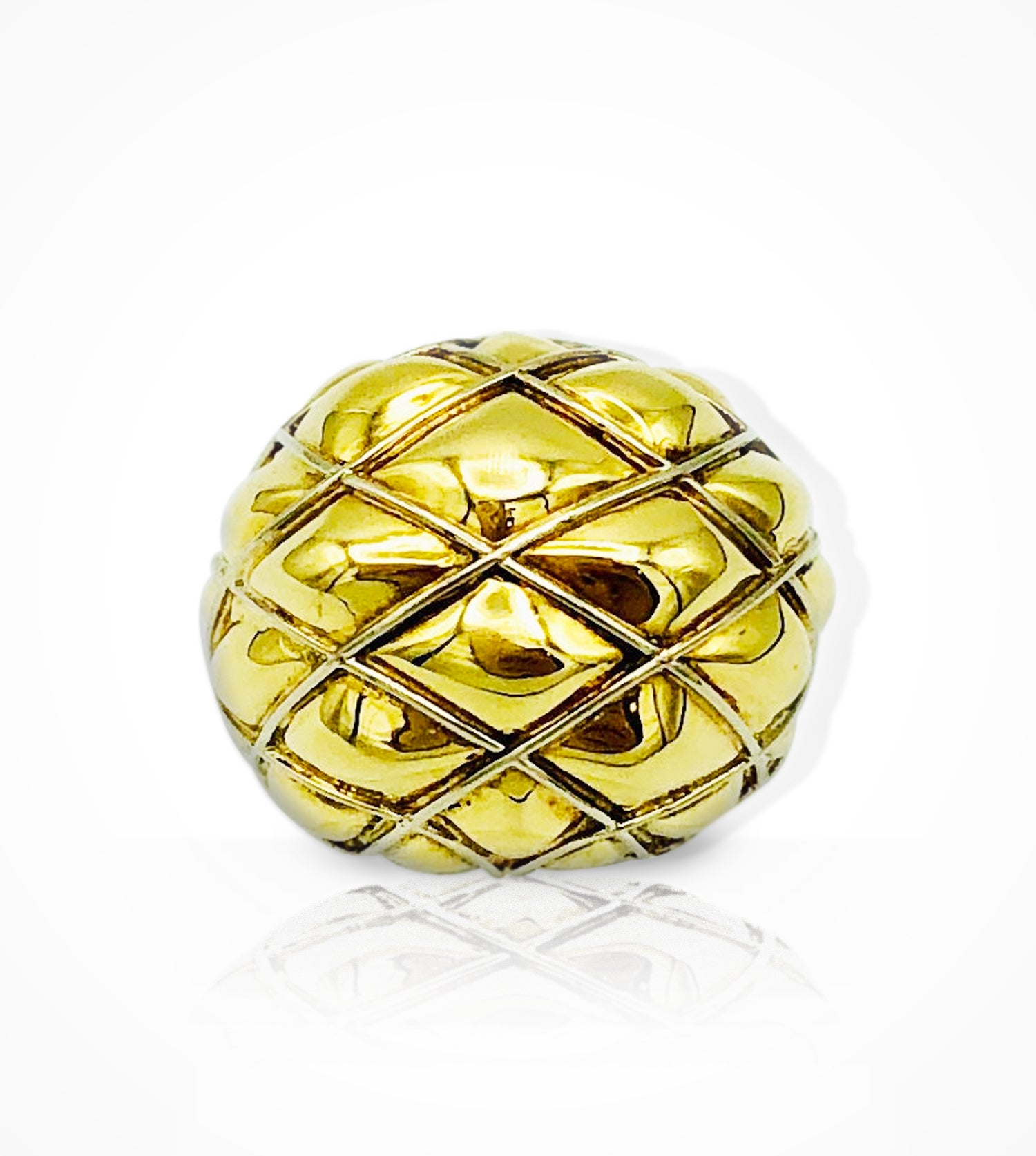 RB-Z00213 18kt white and yellow gold Bombe Quilted gold ring