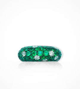 RG00128 18kt white gold pave emerald & diamond ring